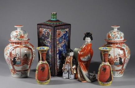 6PC Japanese Porcelain Vessels & Sculpture