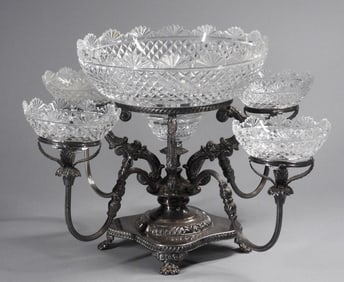 Israel Freeman & Son Silverplate & Glass Epergne