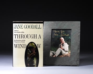 2PC Jane Goodall Autographed Book & Photograph