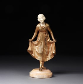 Dominique Alonzo Young Girl Gilt Bronze Sculpture