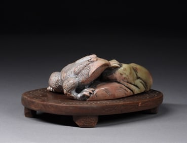Chinese Qing Carved Frog Shoushan Stone Seal