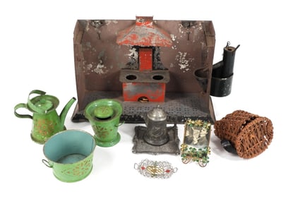 9PC Antique Miniature Toy Doll Accessories ex RISD