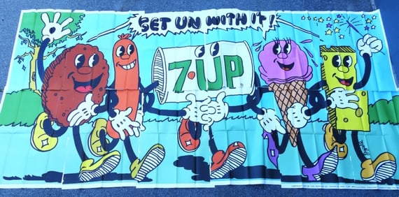 1970 7 Up Soda Advertisement Poster Billboard