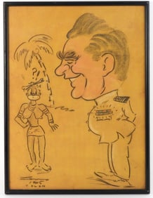 1945 WWII Admiral William Bull Halsey Caricature