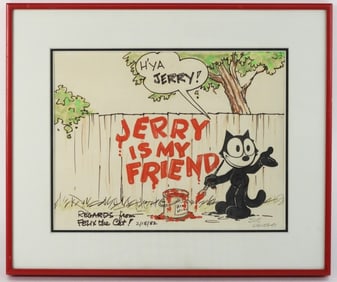 Joe Oriolo Felix the Cat Ink Watercolor Drawing