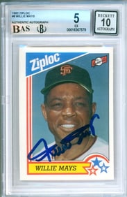 1992 Ziploc Baseball #8 Willie Mays BGS 5 Auto