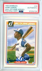 1983 Donruss Baseball HOF Heroes Hank Aaron Auto