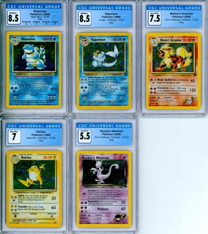 5PC Pokemon Base Gym Challenge CGC Holo Group (1 of 2)