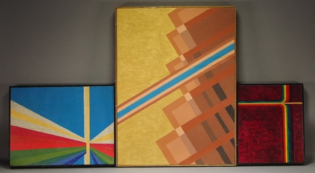 3 Karen Arakalian Abstract Impasto Paintings: ARMENIA, 20TH CENTURYTHREE oil on canvas paintings depicting abstract designs. The largest appears to be signed on the back. Dimensions:Largest 24" by 18" Notes:We Offer Shipping! Provenance:From a co