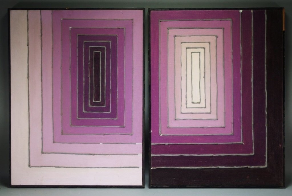 Pair Karen Arakalian Abstract Impasto Paintings: ARMENIA, 20TH CENTURYTwo oil on canvas paintings depicting abstract designs. Signed lower right hand corner. Dimensions:24" by 18" each Notes:We Offer Shipping! Provenance:From a collection of Arakali