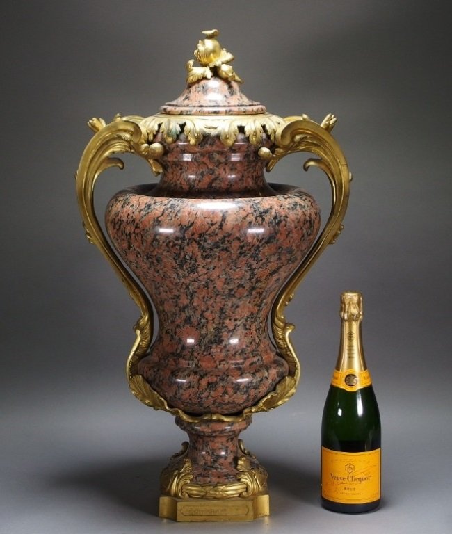 LARGE French Gilt Bronze & Marble Covered Urn (1 of 7)