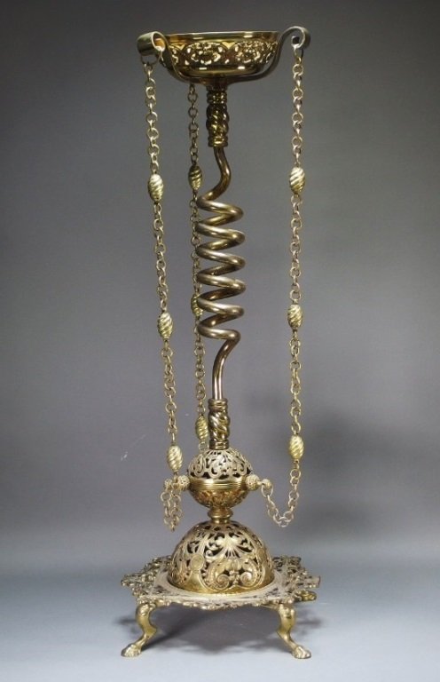 Unusual Victorian Brass Plant Stand (1 of 6)