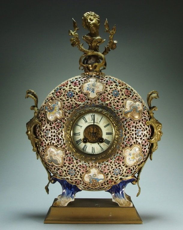 Fischer Budapest Bronze Porcelain Moonflask Clock (1 of 10)