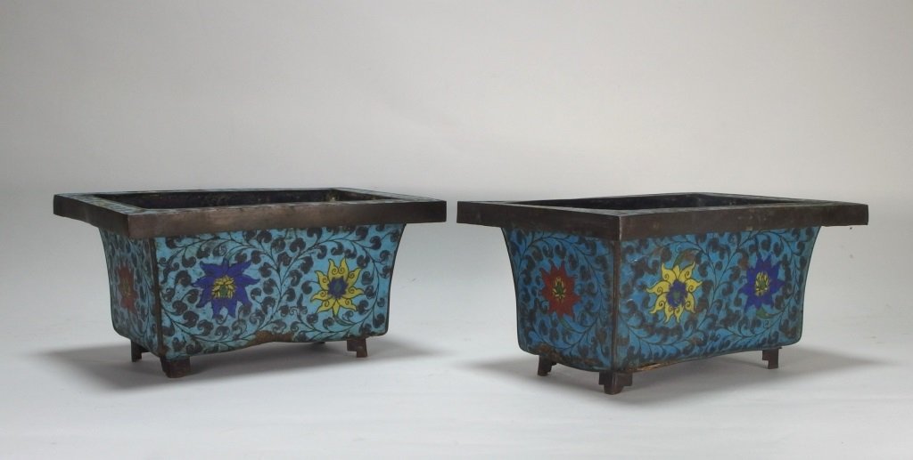 PR Chinese Cloisonne Square Planters (1 of 10)