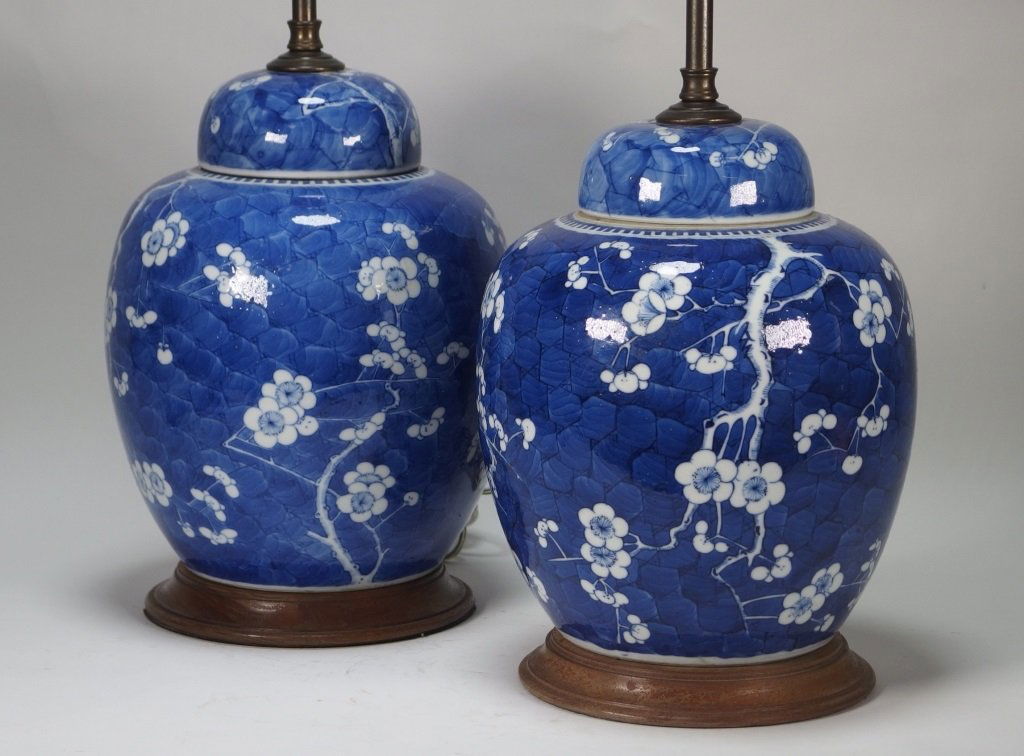 PR Chinese Porcelain Chipped Ice Prunis Vase Lamp (1 of 6)