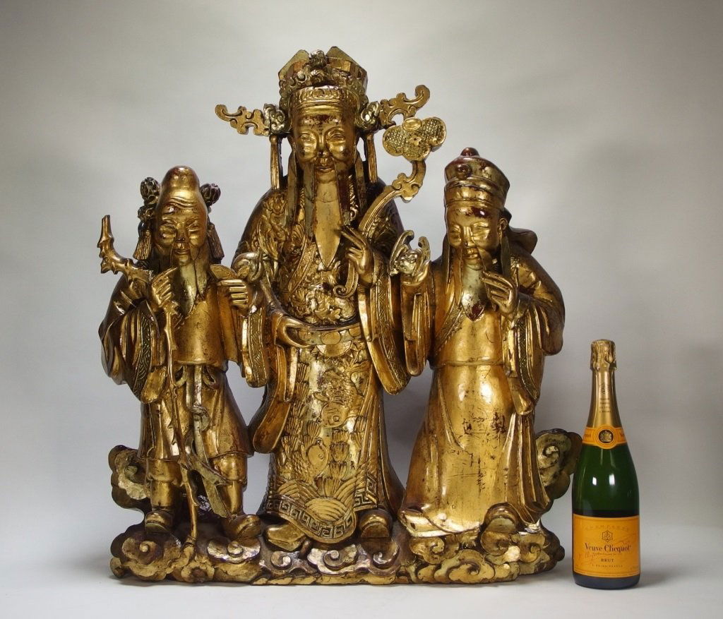 LG Chinese Gilt Wood Emperor & Attendant Arc Panel (1 of 8)