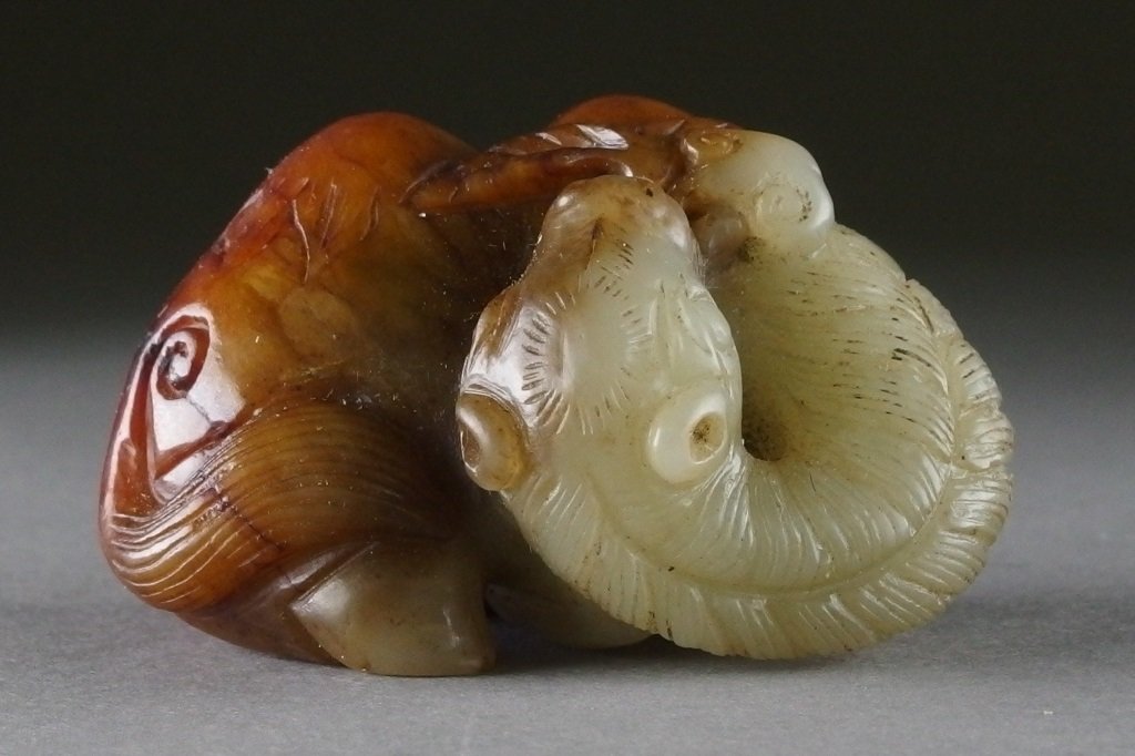 Chinese Carved Celadon Russet & Red Jade Camel (1 of 10)