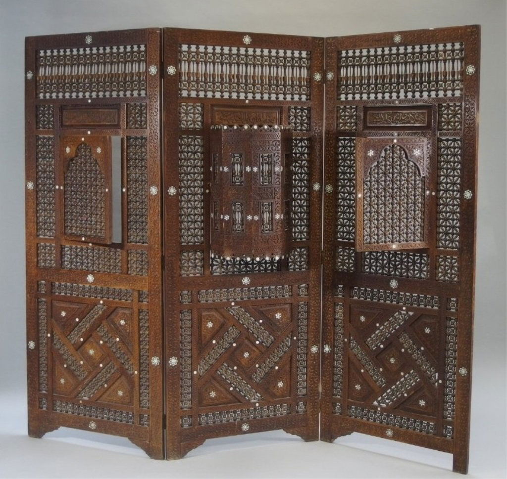 Persian Carved Hardwood MOP Inlaid Screen (1 of 7)