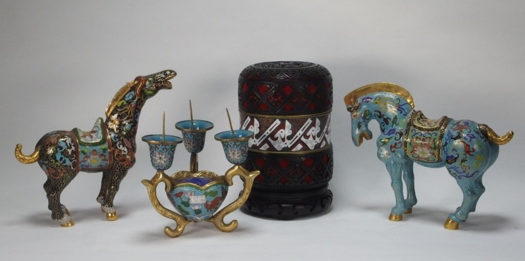 4 Piece Chinese Cloissone Grouping (1 of 9)