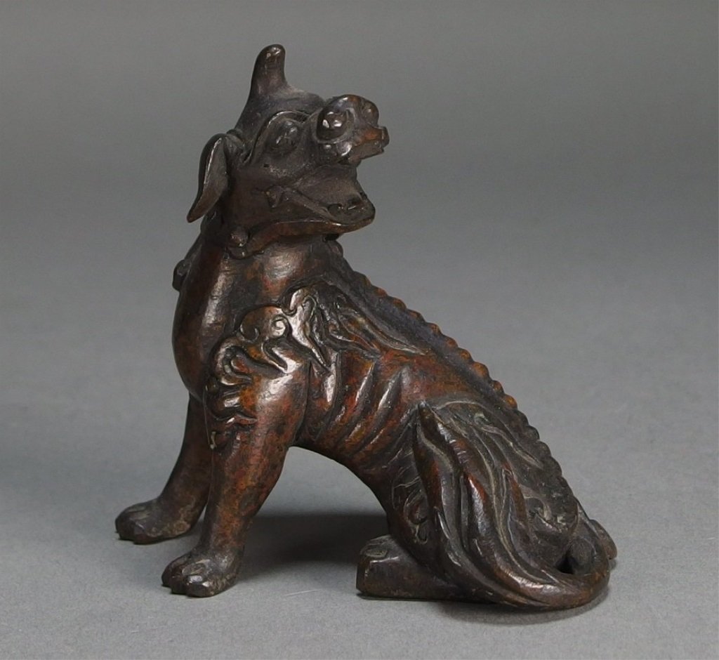 Chinese Qing Dynasty Bronze Foo Dog Scroll Weight (1 of 7)