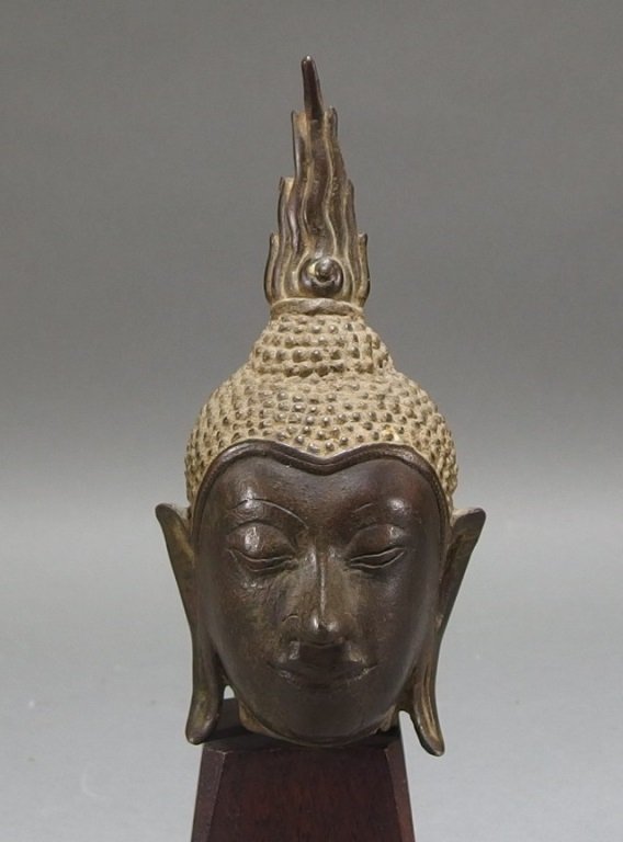 Thai SE Asian Bronze Head of Buddha (1 of 6)
