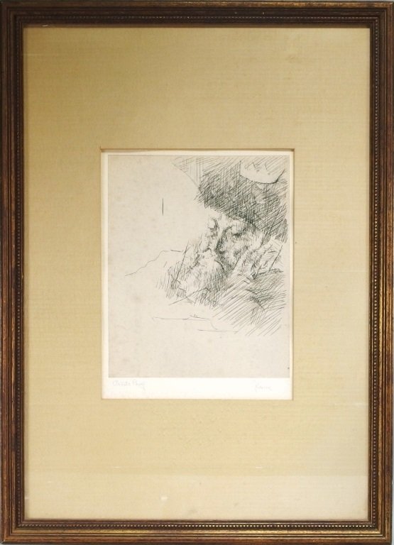 Jack Levine Abstract Face Etching: NEW YORK/ MASSACHUSETTS, 1915-2010 An artist proof of an abstract face etching by American artist Jack Levine. It is signed and labeled in the right and left hand corners.