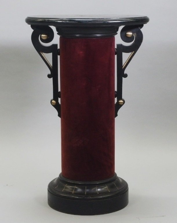 Victorian Ebonized & Velvet Covered Pedestal (1 of 5)