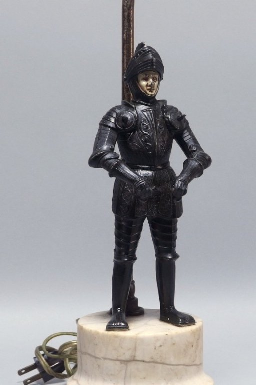 European Patinated Bronze Knight Figural Lamp (1 of 7)