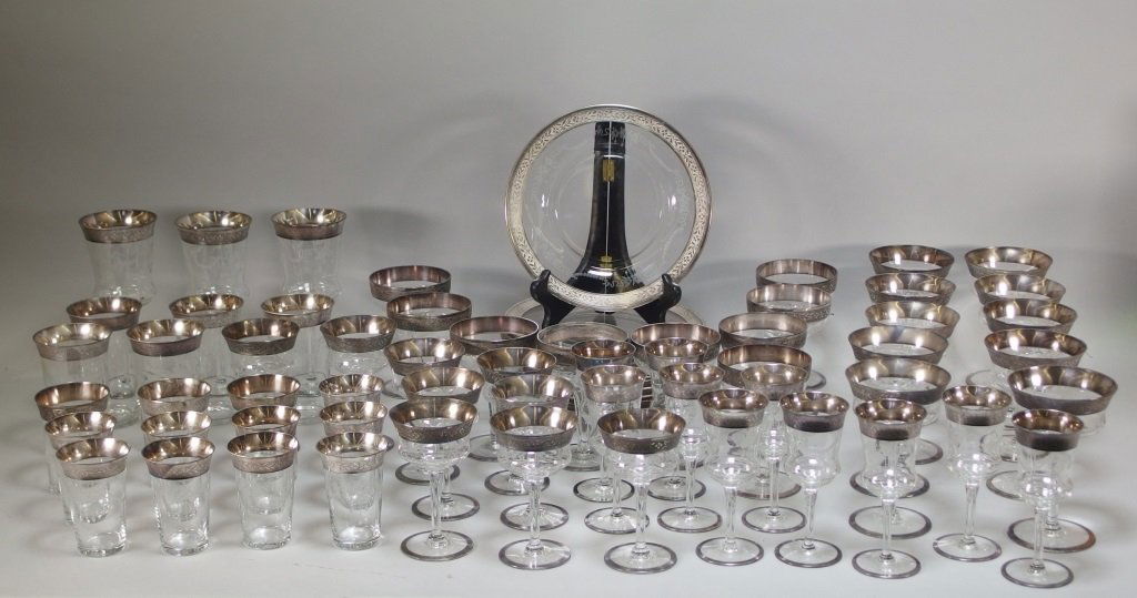 Hawkes Crystal Silver Overlay Stemware Plate Set (1 of 7)