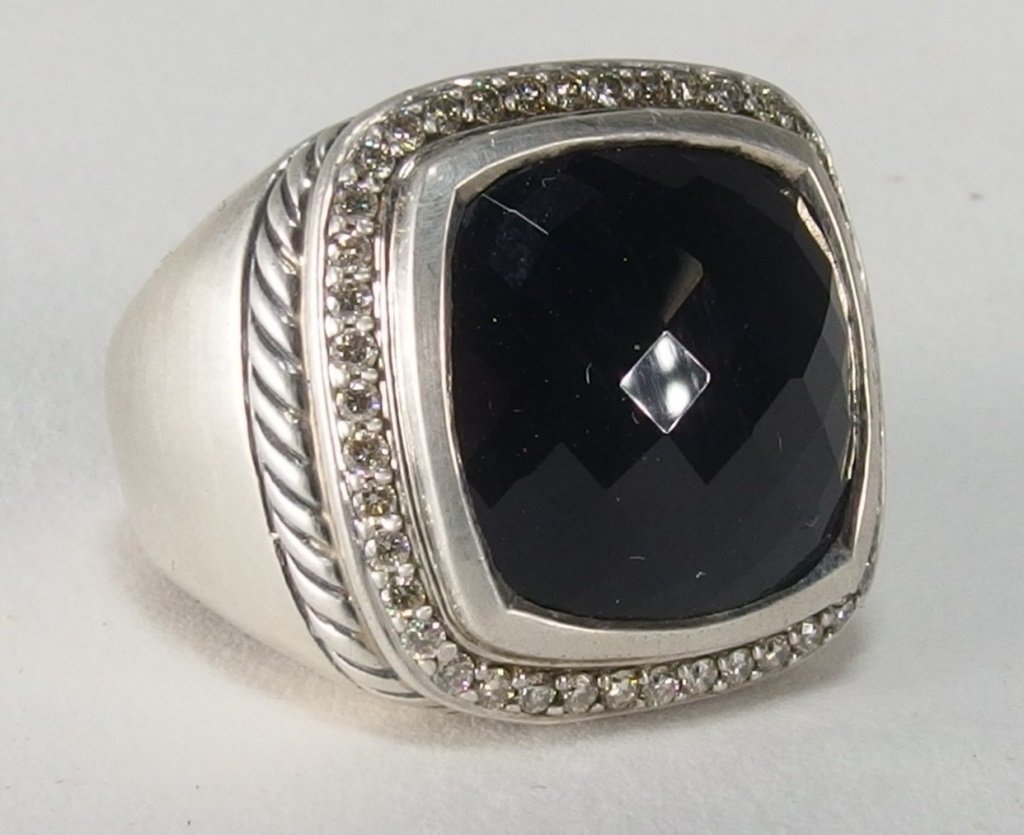 David Yurman Black Onyx Sterling Silver Mens Ring (1 of 5)