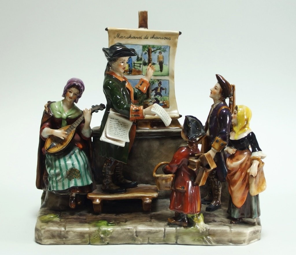 Volkstedt Figural Group Marchand de Chanson (1 of 9)