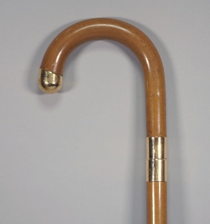 14 KT Gold Malacca Bamboo Shaft Flask Cane (1 of 9)