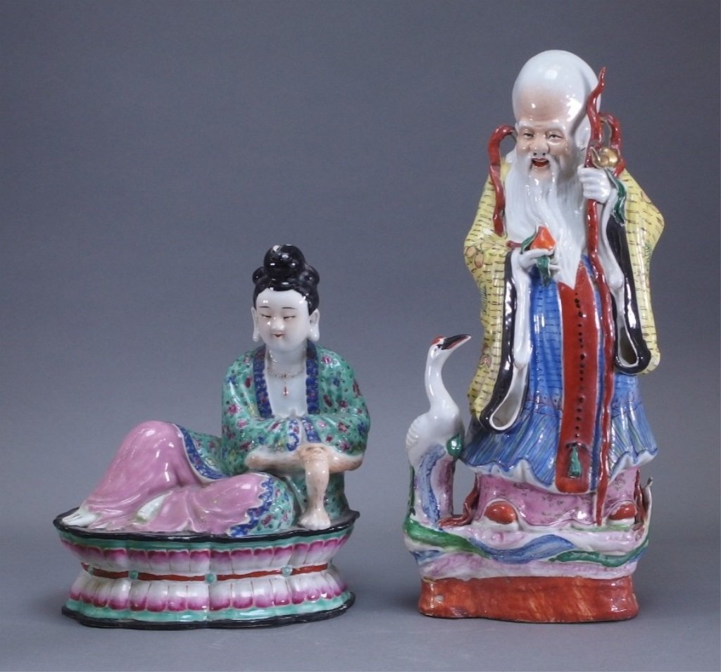 2 Chinese Famille Rose Porcelain Figure (1 of 10)