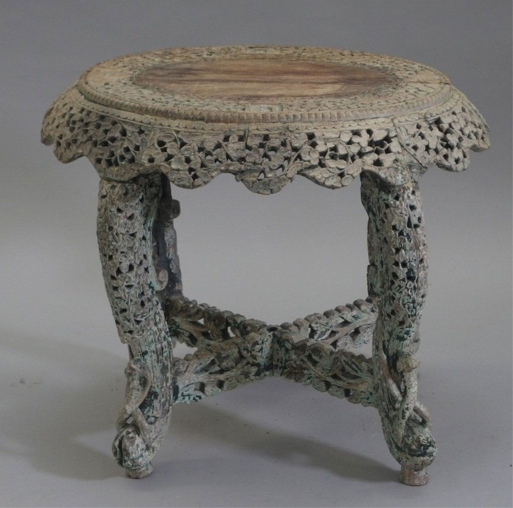 Indian Middle Eastern Pierced Carved Wood Table (1 of 9)