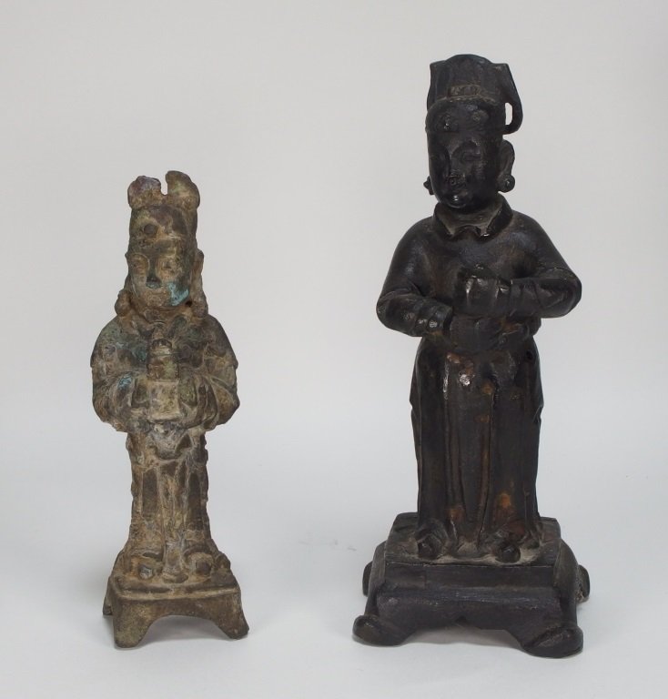 Two Chinese Bronze Standing Deity Figures (1 of 10)