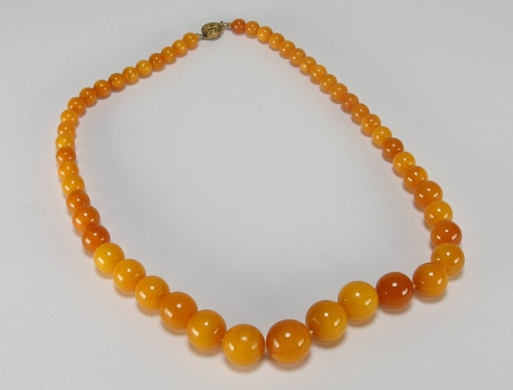 Chinese Egg Yolk Amber Graduated Bead Necklace (1 of 5)