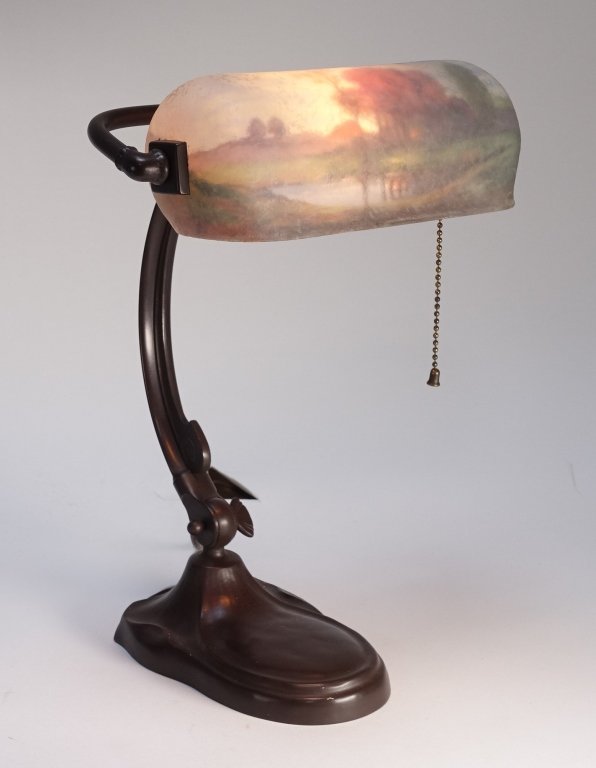 Handel Reverse Painted Autumn Scene Desk Lamp (1 of 9)