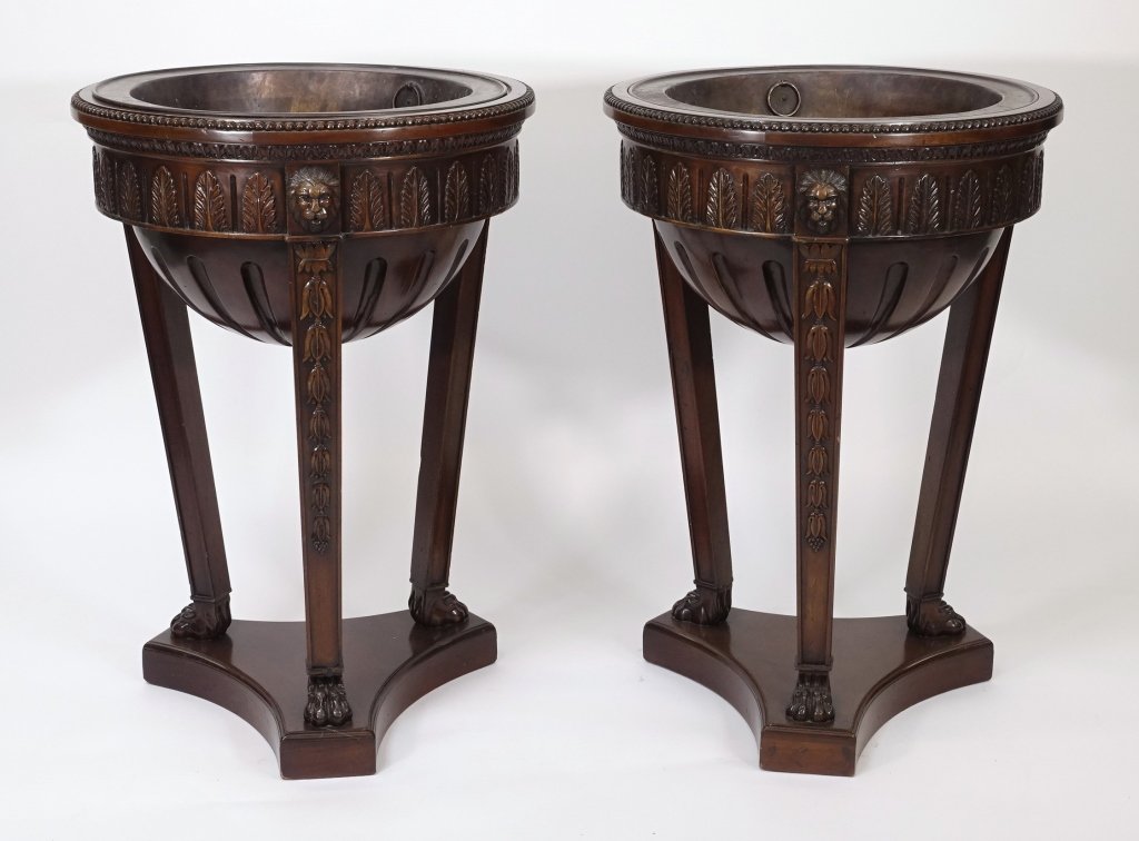 Pair Carved Mahogany Fern Stands Planters (1 of 7)