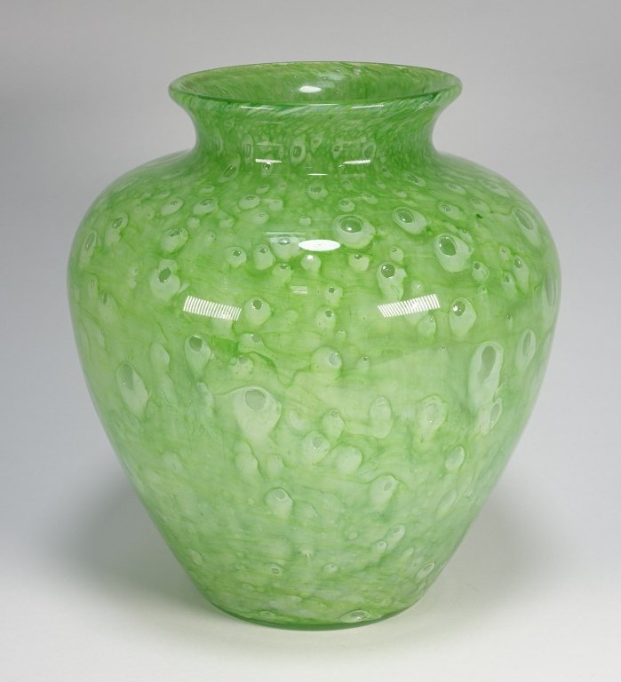 Steuben Green Cluthra Bulbous Flared Rim Vase (1 of 8)