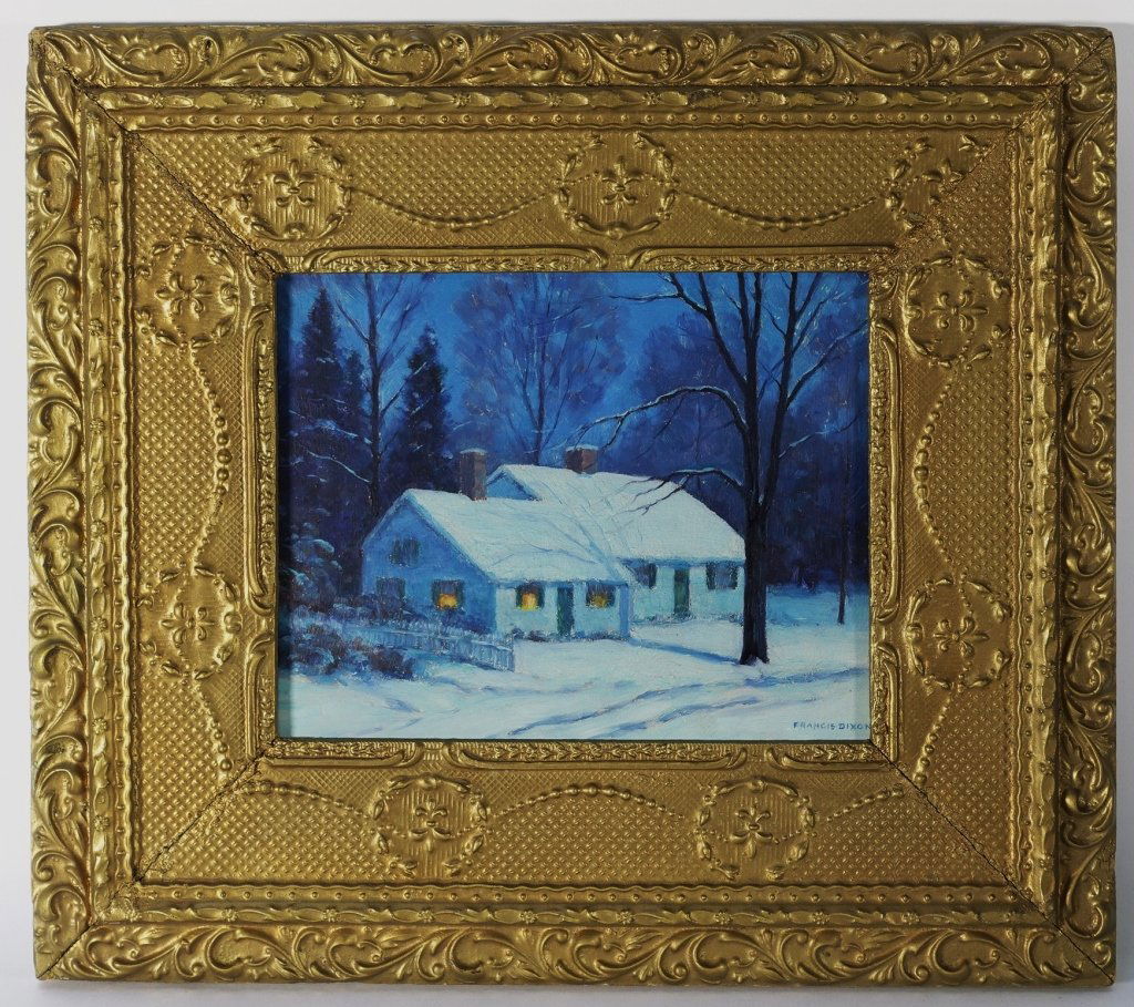 Francis Dixon Snowy Nocturnal Landscape Painting (1 of 6)