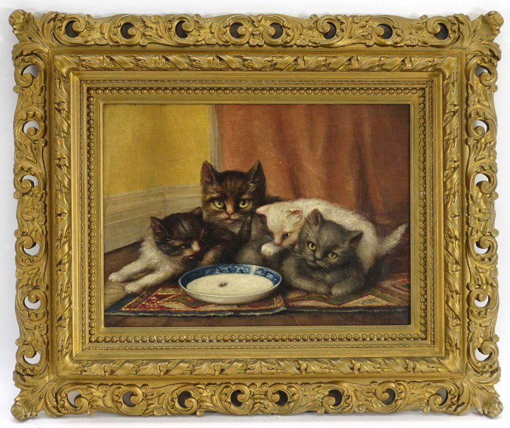 Signed MJ Reynolds Cat & Kitten Painting (1 of 8)