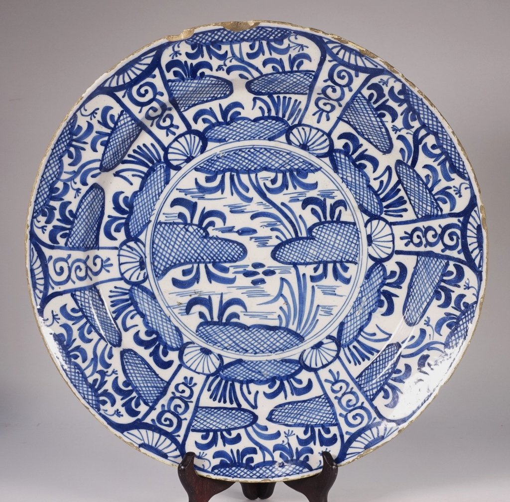 Dutch Delft Faience Blue & White Porcelain Charger (1 of 9)