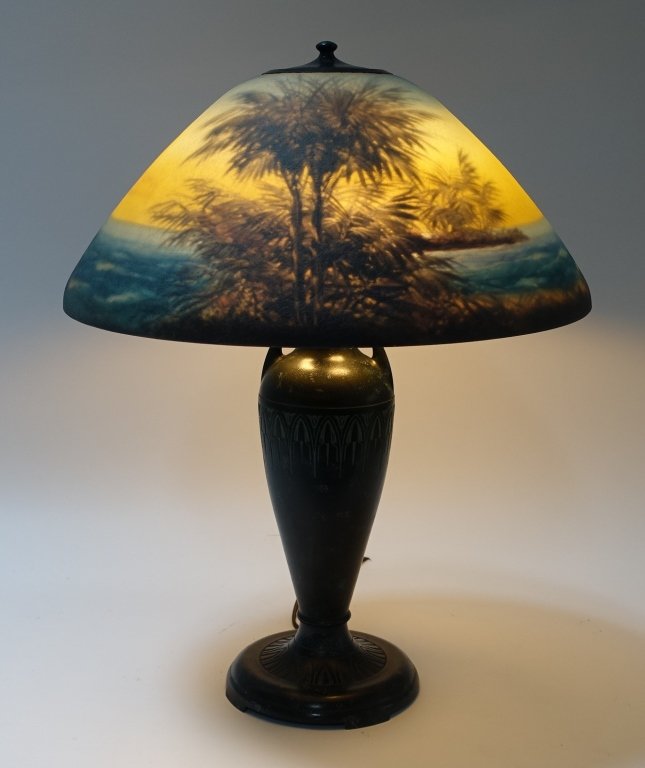 Moe Bridges Tropical Scene Reverse Painted Lamp (1 of 10)