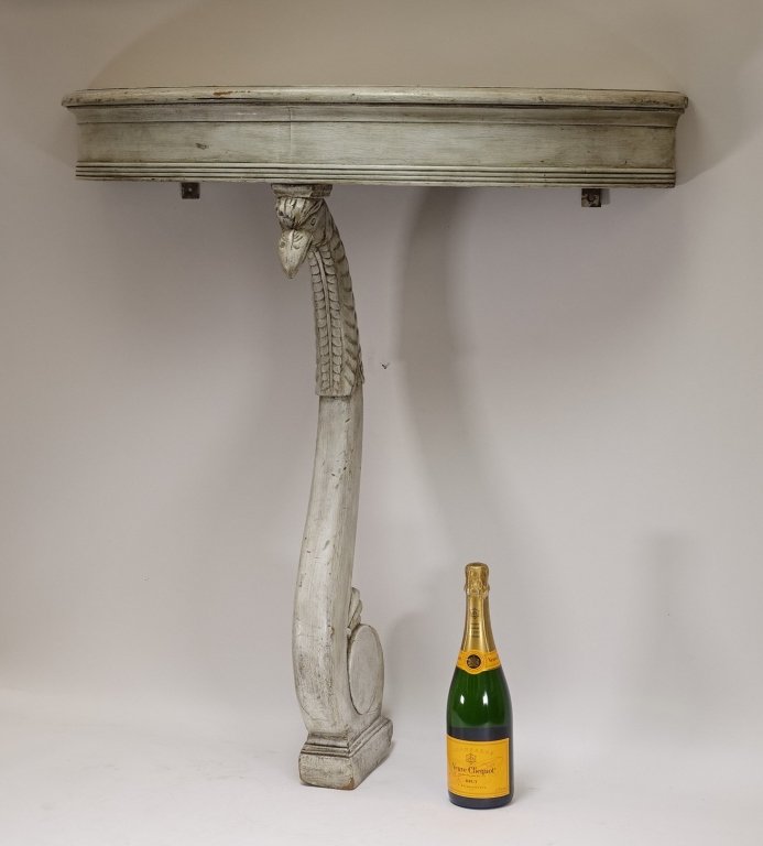 European Demilune Carved Wood Bird Wall Table (1 of 7)