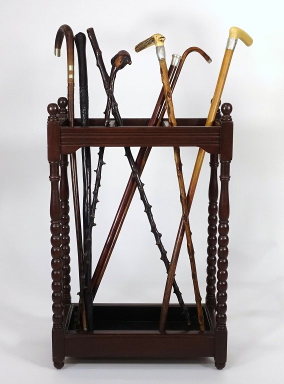 Estate Walking Stick Cane Grouping with Stand Rack (1 of 7)