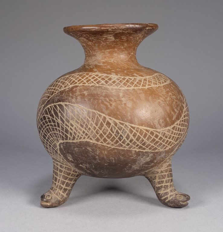 Pre Columbian Mexican Olmec Tripod Snake Vessel (1 of 6)