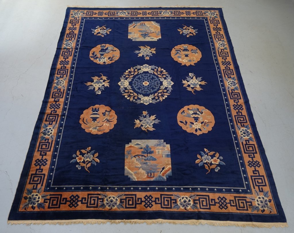 Large Chinese Floral Decorated Carpet Room Rug (1 of 10)