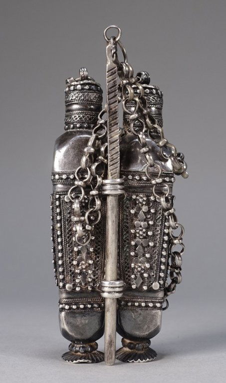 Tibetan Silver Alloy Double Snuff Bottle (1 of 5)