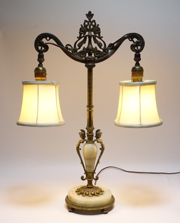 European Bronze & Alabaster Bouillotte Lamp (1 of 10)