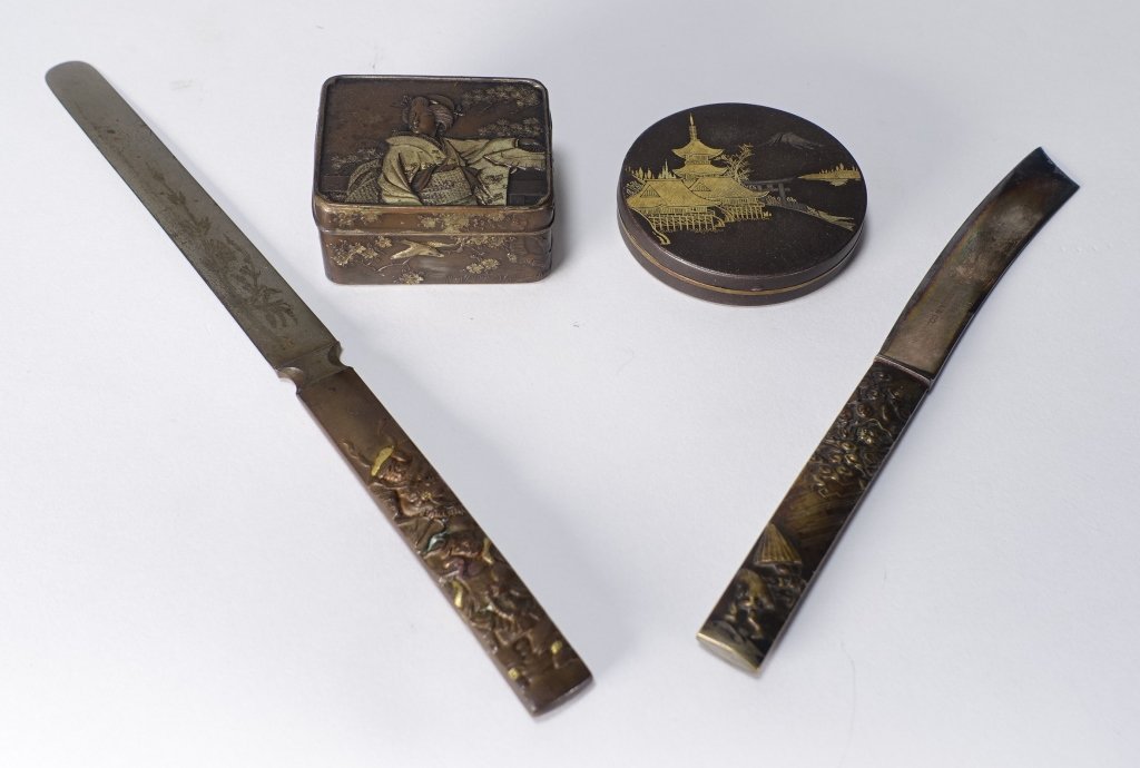 Japanese Mixed Metal Box & Knife Grouping (1 of 10)